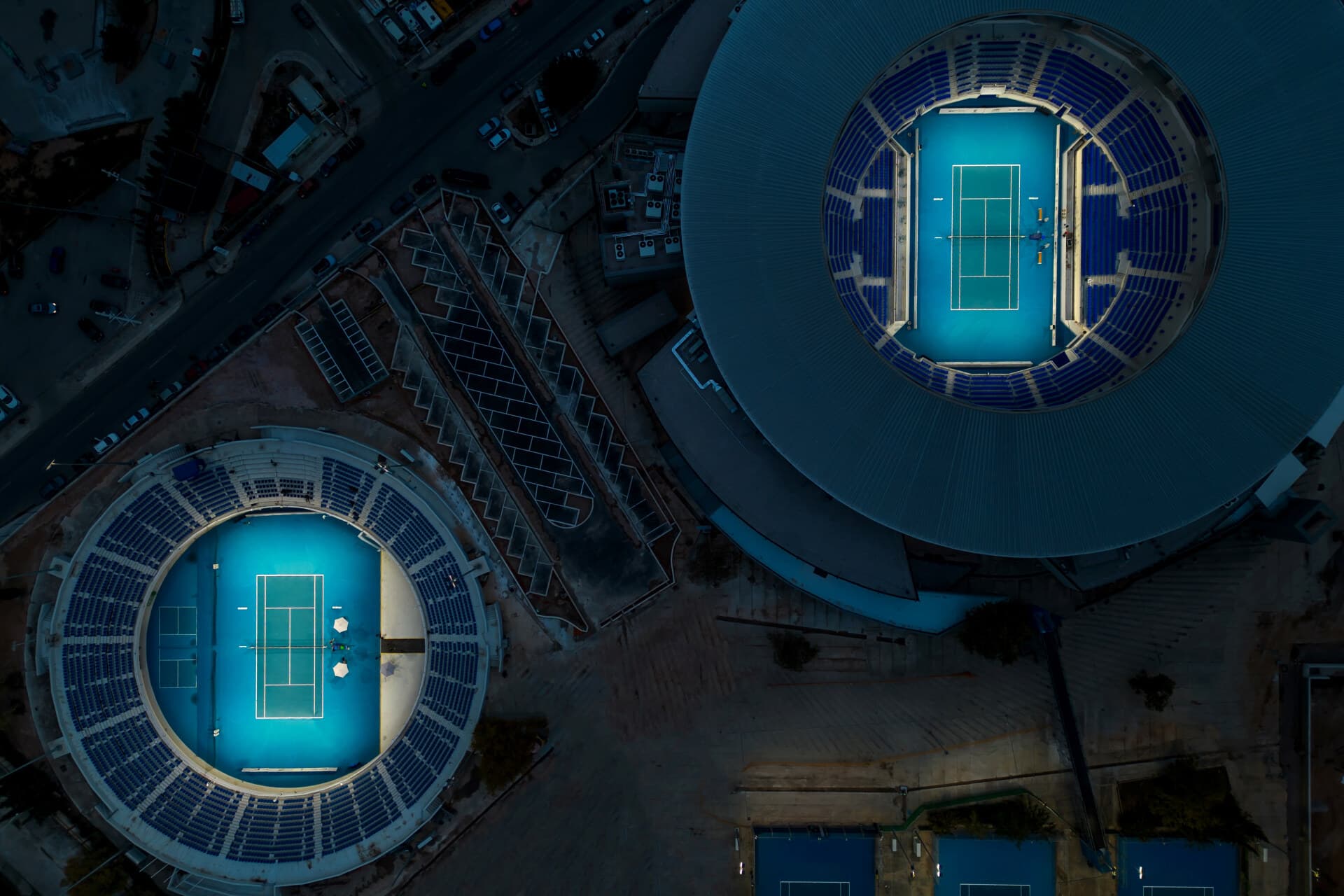 OAKA Centre Court after the 2025 refurbishment — court detail with refurbished surrounds.